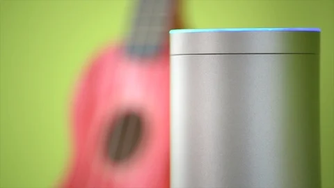 Amazon Echo Activates It's Light Stock Footage 90893819