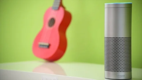 Amazon Echo Activates It's Light Stock Footage 90894084