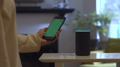 Amazon Echo being operated Stock Footage 102192328