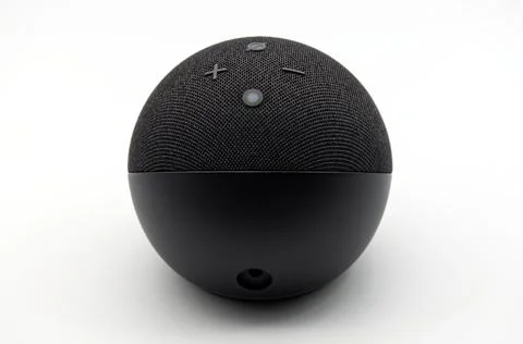 Amazon Echo Dot. Alexa, virtual assistant AI Stock Photos