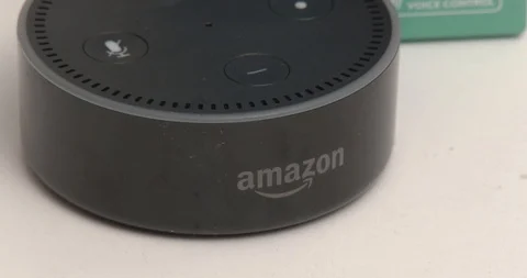 Amazon Echo Dot - Close Up - Static Stock Footage 101043477