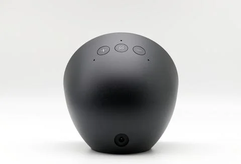 Amazon Echo Spot. Alexa, virtual assistant AI. Back view. Stock-Fotos