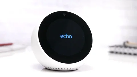 Amazon Echo Spot Booting Up With The Logo on Screen Stock Footage 94089780