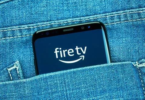 Amazon Fire TVmobile app on Samsung s8. Fotos Stock