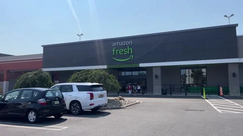 Amazon Fresh Supermarket Retail Storefront 4K Stock Video Stock Footage 248644309