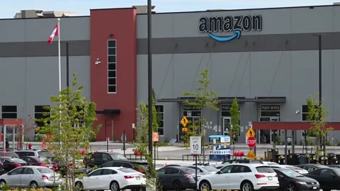 Amazon Fullfillment Centre Warehouse Main Entry  Delta BC Canada May 23 202 Stock Footage 155313256