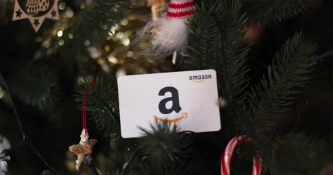 Amazon gift card during the holiday shopping season Stock Footage 228249182