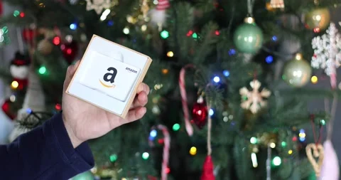 Amazon gift card during the holiday shopping season Stock Footage 228249185
