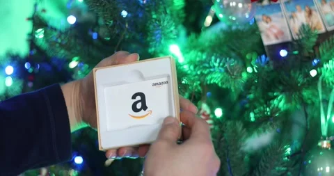 Amazon gift card during the holiday shopping season Stock Footage 228249302