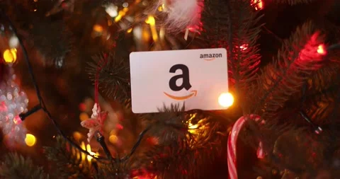 Amazon gift card during the holiday shopping season Stock Footage 228249358