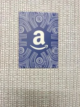 Amazon gift card with numbers background Stock Photos