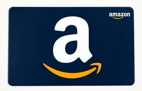 Amazon gift card on a white background. Stock Photos