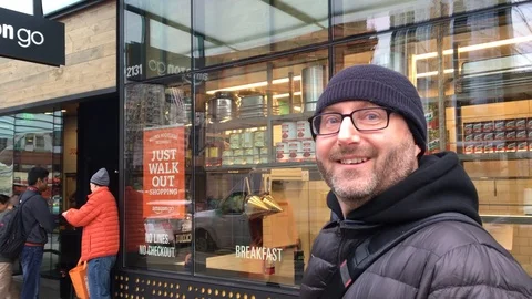 Amazon Go opens its cashier-less store to the public. Stock Footage 85616923