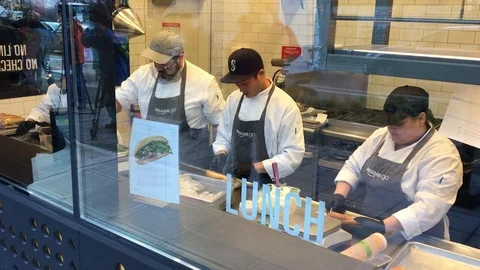 Amazon Go opens to public offering cashier-less shopping Stock Footage 85616722