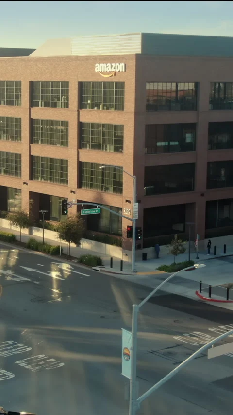 Amazon Headquarters and busy intersection. Palo Alto, USA. Stock Footage 316850501