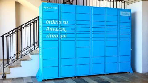 AMAZON Hub Locker. Amazon is an American Company of e-commerce 写真素材