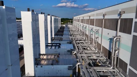 Amazon hyperscale data center infrastructure cooling system in Hiliard, Ohio Stock Footage 347270201