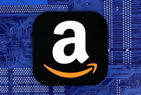 Amazon icon placed on circuit board Stock Illustration