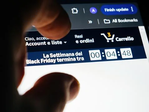 Amazon Italy Black Friday Countdown Display Stock Photos