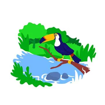 Amazon jungle 2D vector web banner, poster 스톡 일러스트