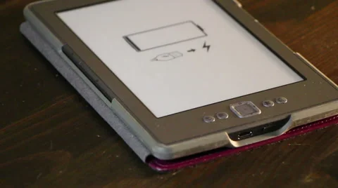 Amazon Kindle E-Reader With Low Battery Icon (no logo or trademark visible) Stock Footage 47263187