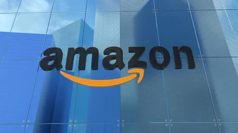 Amazon lass Office Building with Brand Identity - 3D Render Stock Footage 239130630