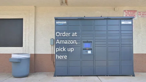 Amazon locker for package pickup. Stock Footage 164940338