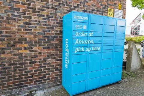 Amazon Locker parcel pickup station, self service delivery hub. London, UK, 16 Stock Photos