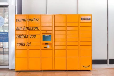  Amazon Locker in shopping mall Amazon Locker in shopping mall, orange pic... Stock Photos