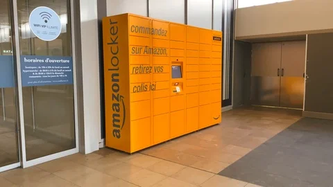 Amazon Locker in shopping mall Stock Footage 125533241