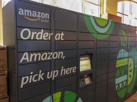 Amazon Locker sitting inside a Whole Foods location in Washington, DC Stock Photos