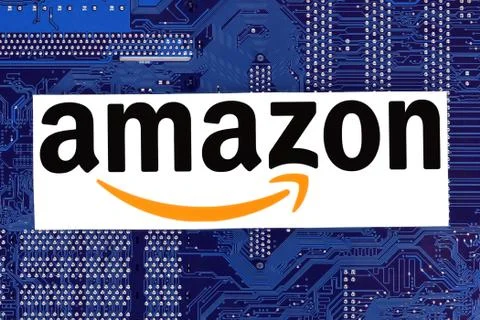 Amazon logo placed on circuit board Stock Illustration