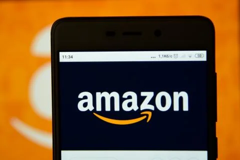 Amazon logo is seen on an smartphone Foto stock