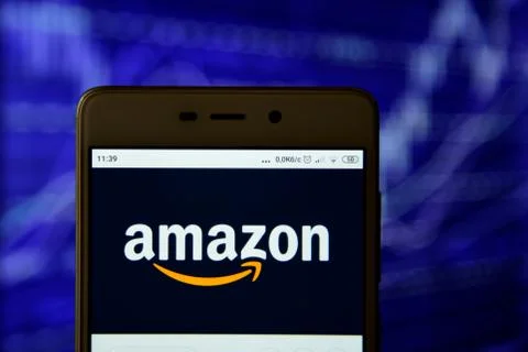 Amazon logo is seen on an smartphone Foto stock