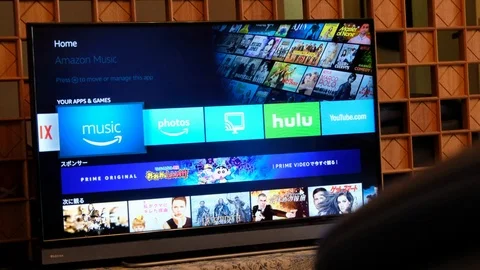 Amazon music on TV set Stock Footage 91906920