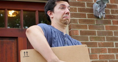 Amazon Package Delivered to Front Door Stock Footage 160346487