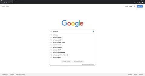 Amazon page on google search in chrome web browser 4k video Video stock 126268328