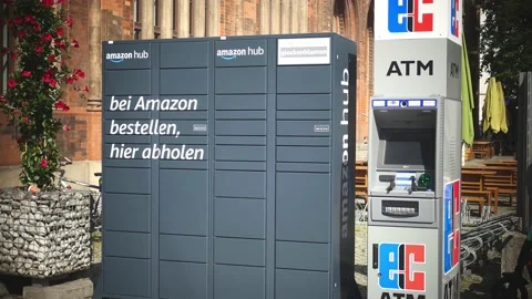 Amazon Pickup Package Parcel station Munich Germany Stock Footage 157955278