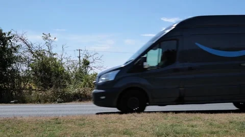 Amazon Prime, Amazon delivery van, in countryside. Hull.UK 4.7.2026 Stock Footage 338345254