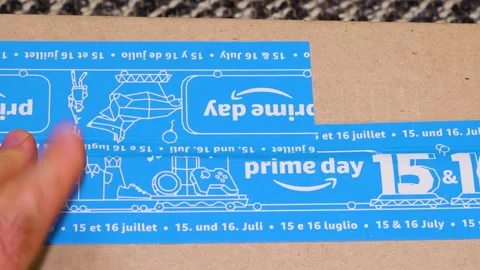 Amazon Prime Day Package with Branded Tape Stock Footage 302808253