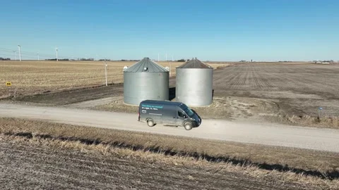 Amazon Prime Delivery Van Rural Countryside Farmland Iowa Package Mail Delivery Stock Footage 237349668