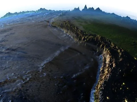Amazon rainforest on Earth - visible ocean floor Illustrazione stock