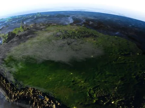 Amazon rainforest on Earth - visible ocean floor Illustrazione stock