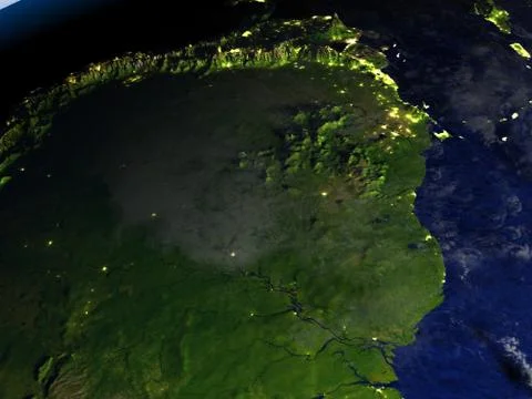 Amazon rainforest on realistic model of Earth Illustrazione stock