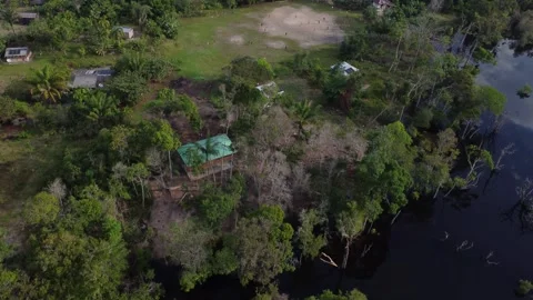 Amazon Rainforest Settlements and Indigenous Communities Seen by Dron Vídeos de archivo 336911424