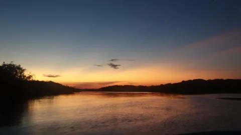 The Amazon river - on a boat, moving slowly, sunset Stock Footage 279194097