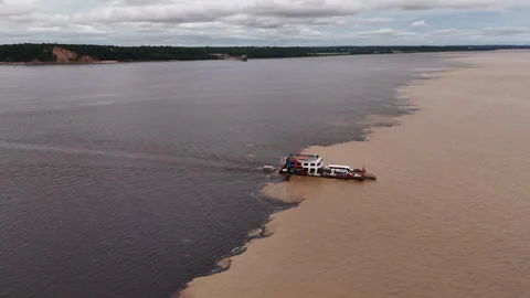 AMAZON RIVER - Meeting of waters Video stock 296588629