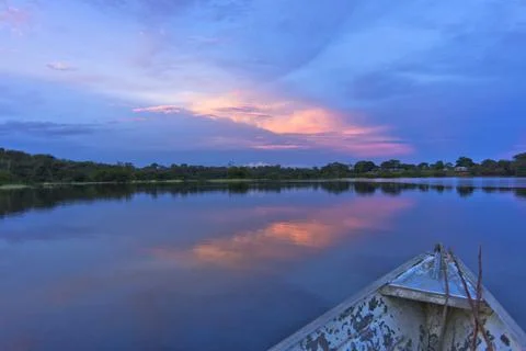 Amazon river, Sunset view, Brazil, South America Stock Photos