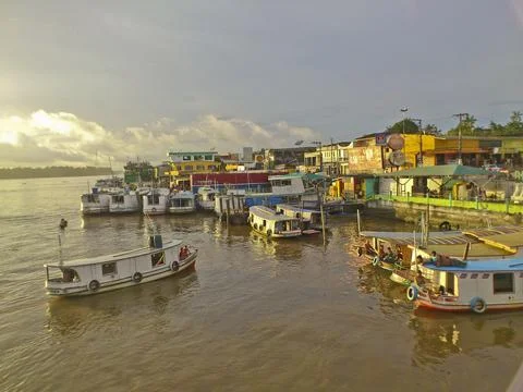 Amazon river view, Breves town by the river, Brazil, South America Stock Photos