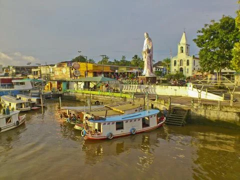Amazon river view, Breves town by the river, Brazil, South America Stock Photos